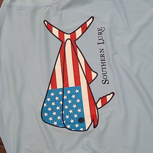 Southern Lure Light Blue Long Sleeve Shirt with Patriotic Design size Small - Picture 3 of 11